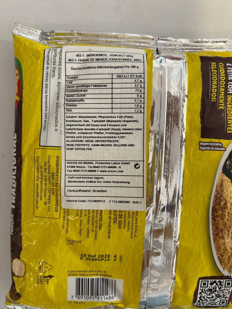 Combo - Farofa de Mandioca Tradicional - YOKI - 400g - Compre 10 unidades e ganhe 10% de desconto