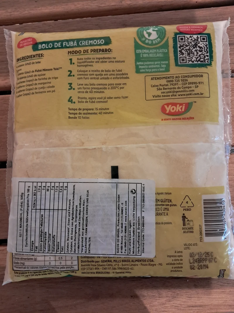 Farine de maïs fine (Fubá Mimoso) - YOKI - 500g