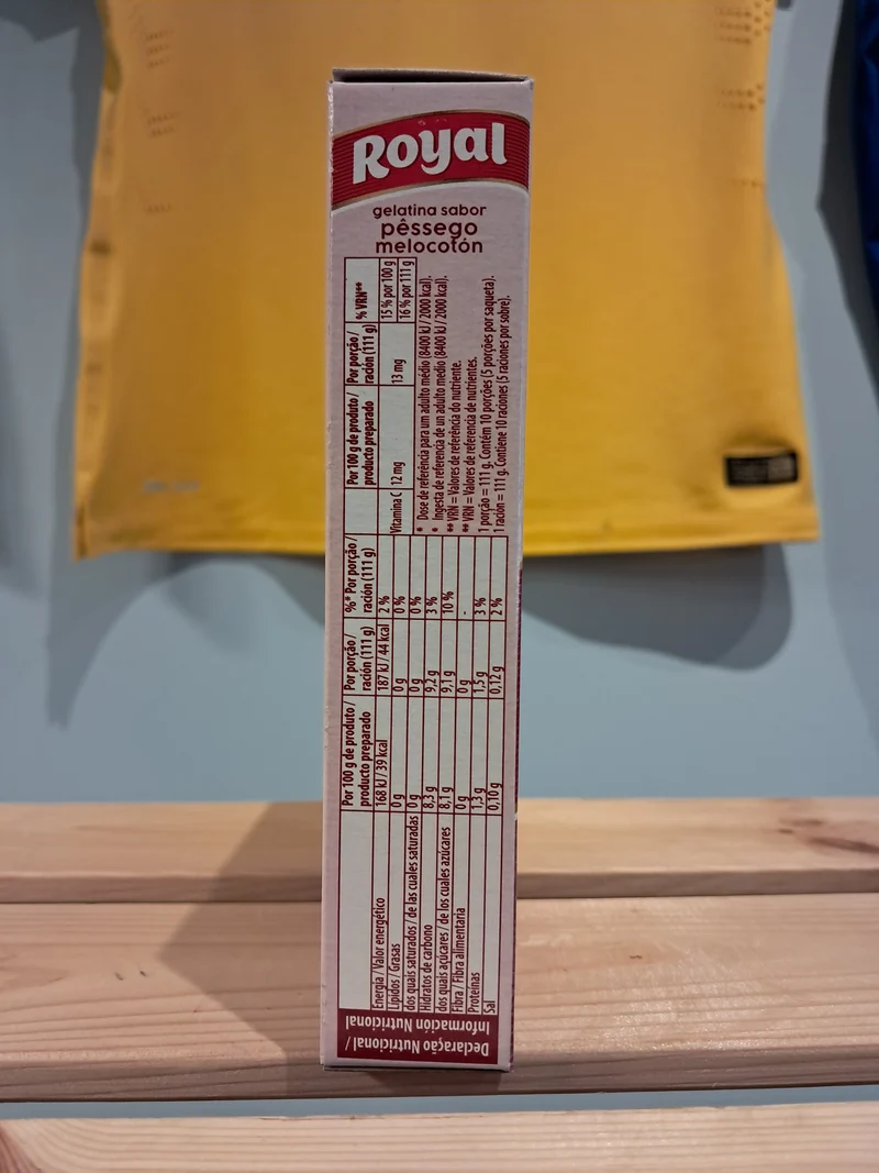 Gélatine en Poudre Saveur Pêche (Gelatina em Pó Pêssego) - ROYAL - 114g - Pct c/ 2 saquinhos