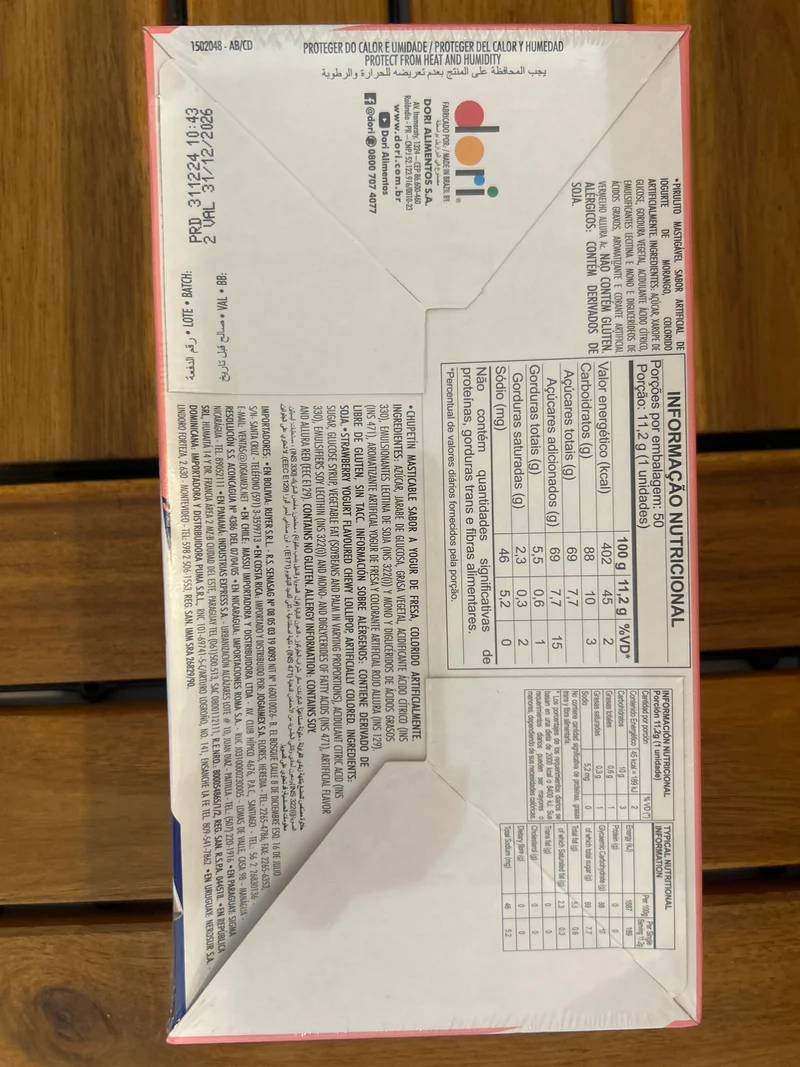 Sucette saveur yaourt (Pirulito Mastigável Yogurte) - DORI - 560g