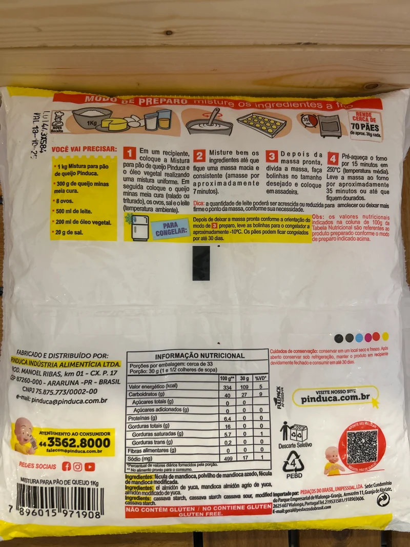 Préparation à Pain au Fromage (Mistura para Pão de Queijo)- PINDUCA - 1kg