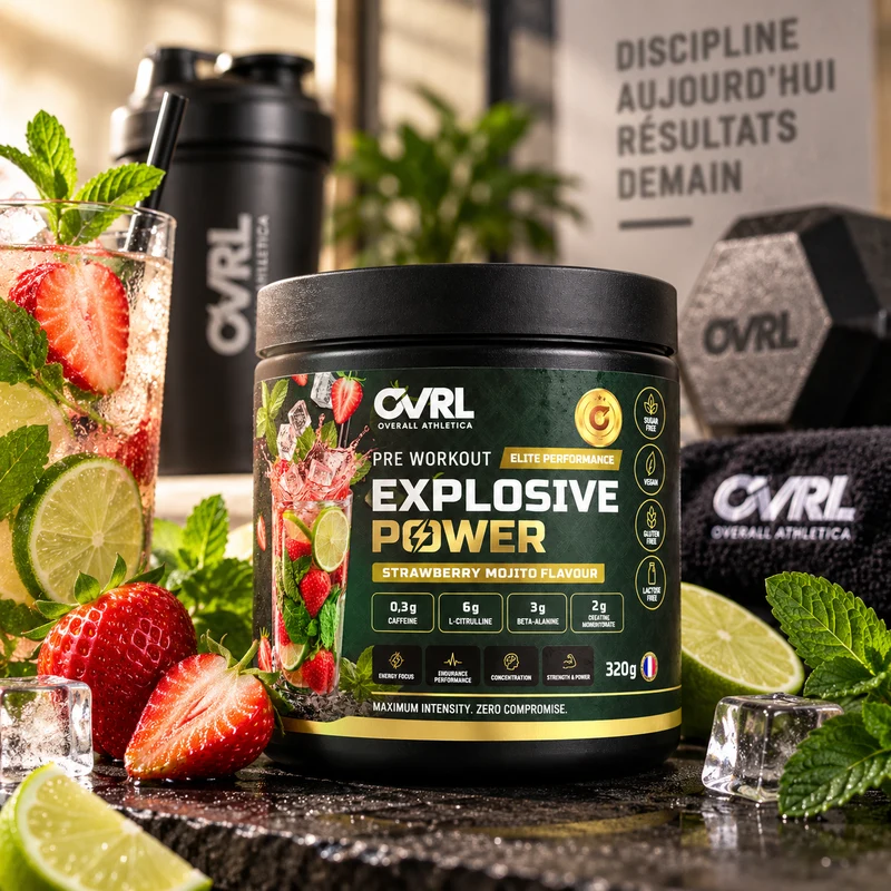 Pré-Workout Explosive Power – Saveur Strawberry Mojito (Pré-Treino Explosive Power – Sabor Morango Mojito) – OVRL – 320 g