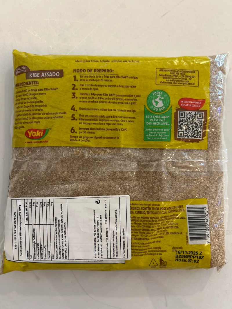 Combo - Trigo para Kibe - YOKI - 500g - Compre 4 unidades e ganhe 10% de desconto