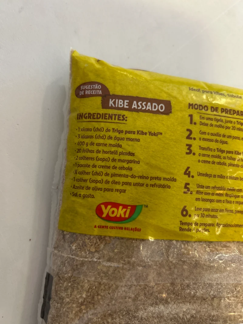 Combo - Trigo para Kibe - YOKI - 500g - Compre 4 unidades e ganhe 10% de desconto