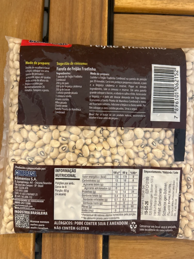 Haricots à œil noir (Feijão Fradinho - Feijão de Corda) - COMBRASIL - 500g