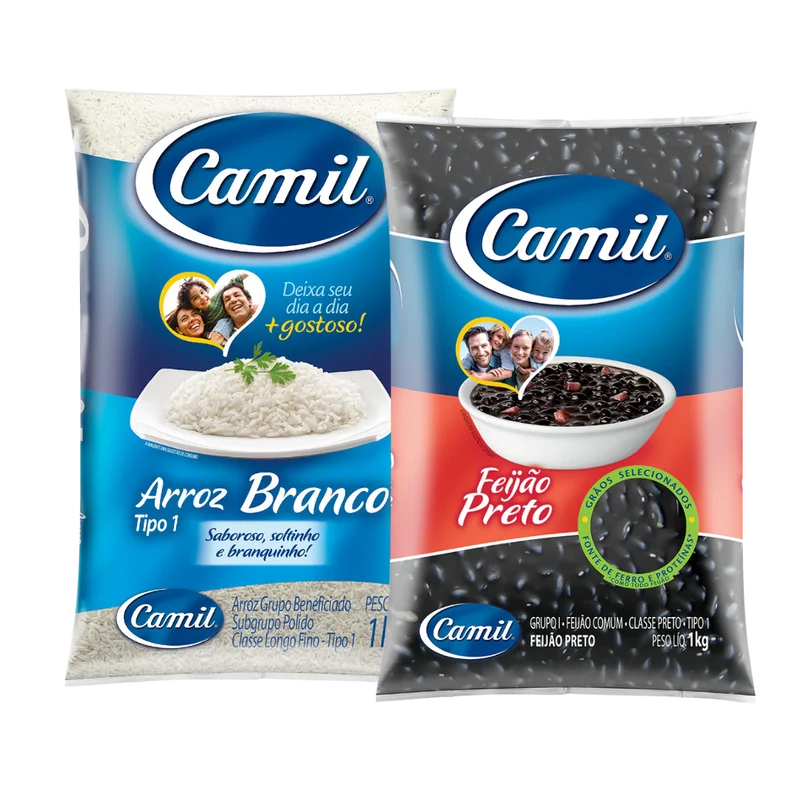 Combinação Perfeita - Arroz Branco - CAMIL - 1kg + Feijão Preto - CAMIL - 1kg