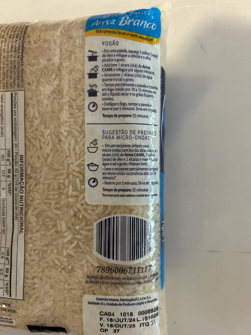 Combo - Arroz Branco CAMIL - 1kg - Compre 3 unidades e ganhe 10% de desconto