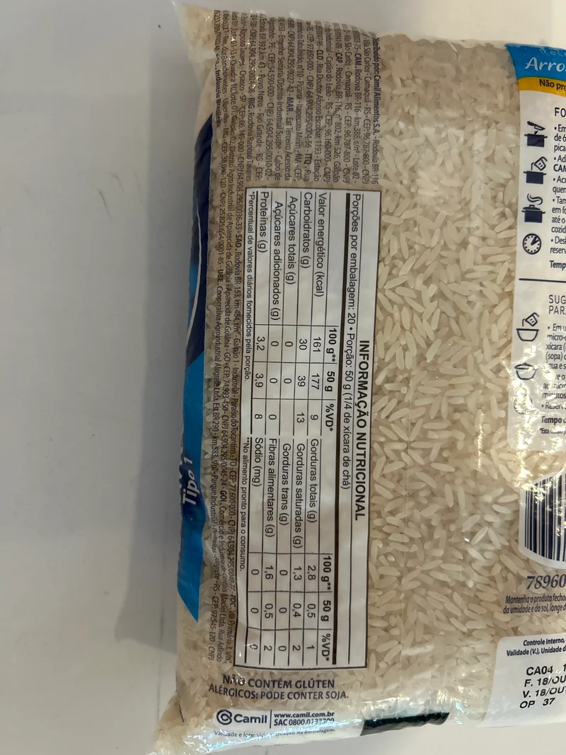 Combo - Arroz Branco CAMIL - 1kg - Compre 3 unidades e ganhe 10% de desconto