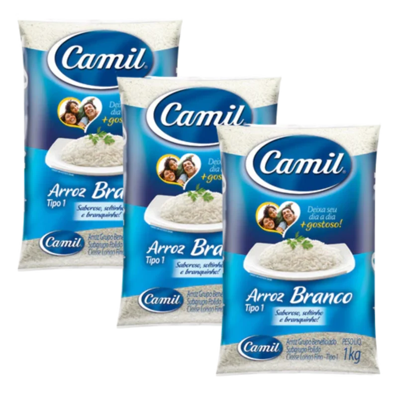 Combo - Arroz Branco CAMIL - 1kg - Compre 3 unidades e ganhe 10% de desconto
