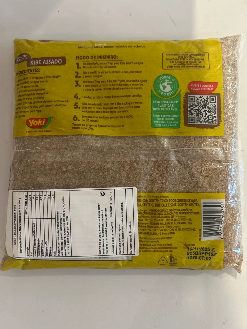 Boulgour (Trigo para Kibe) - YOKI - 500g