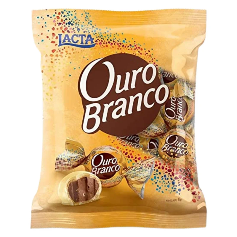 Bonbon gaufrettes enrobé au chocolat avec crème de noisettes (Bombom Ouro Branco) - LACTA - 1kg