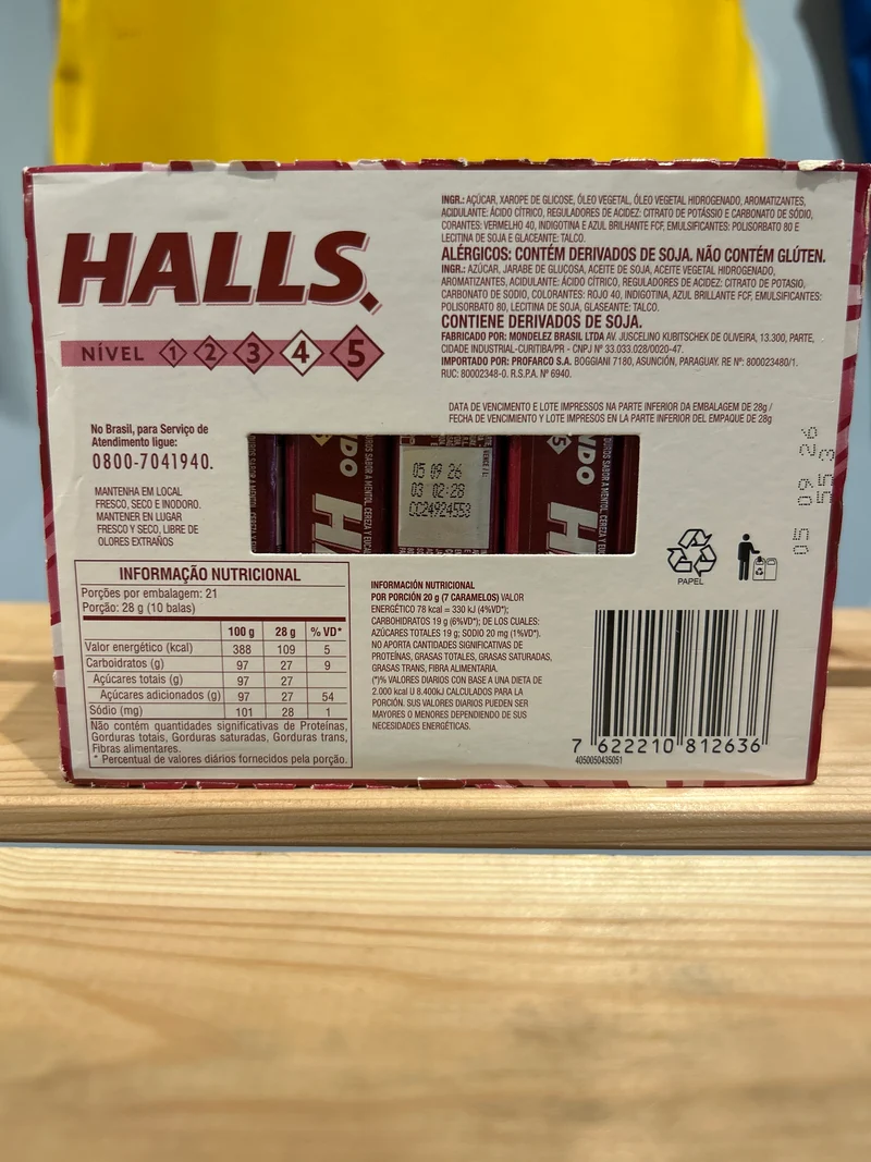 Bonbon cerise-(Bala Cereja) - HALLS - 28g