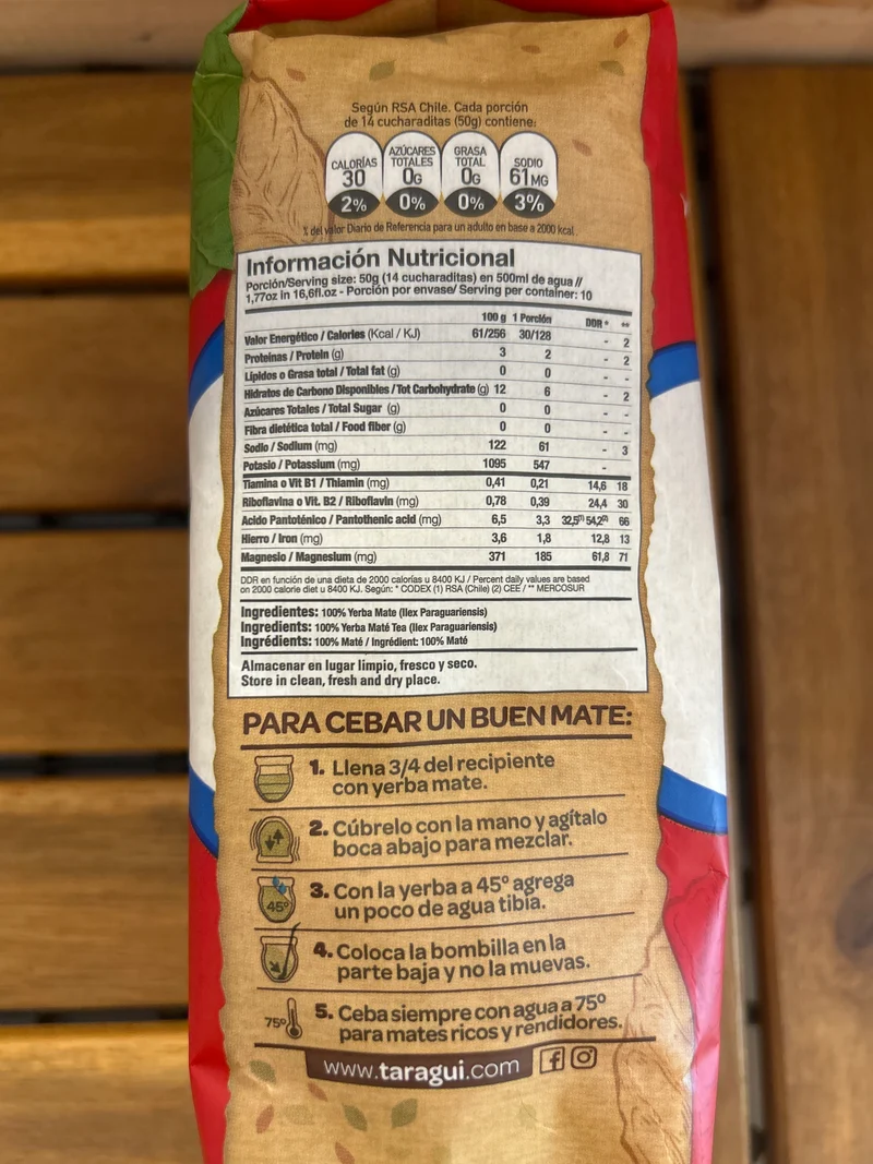 Yerba Mate d'Argentine (Erva Mate Chimarrão Argentina) - TARAGUI - 500g