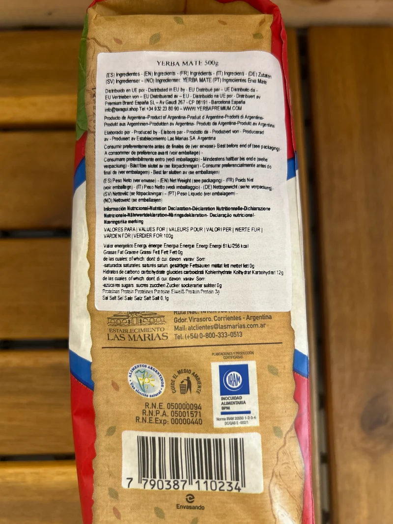Yerba Mate d'Argentine (Erva Mate Chimarrão Argentina) - TARAGUI - 500g