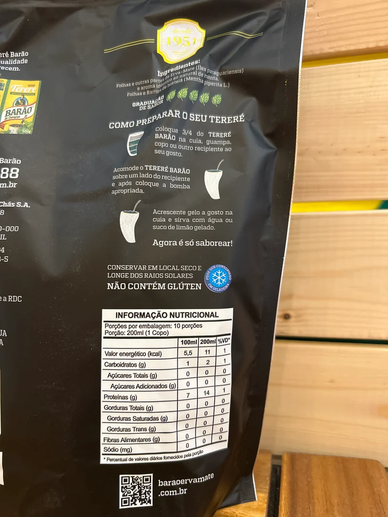 Yerba mate pour Tereré saveur Menthe poivrée (Erva para Tereré Menta Black) BARÃO - 500g