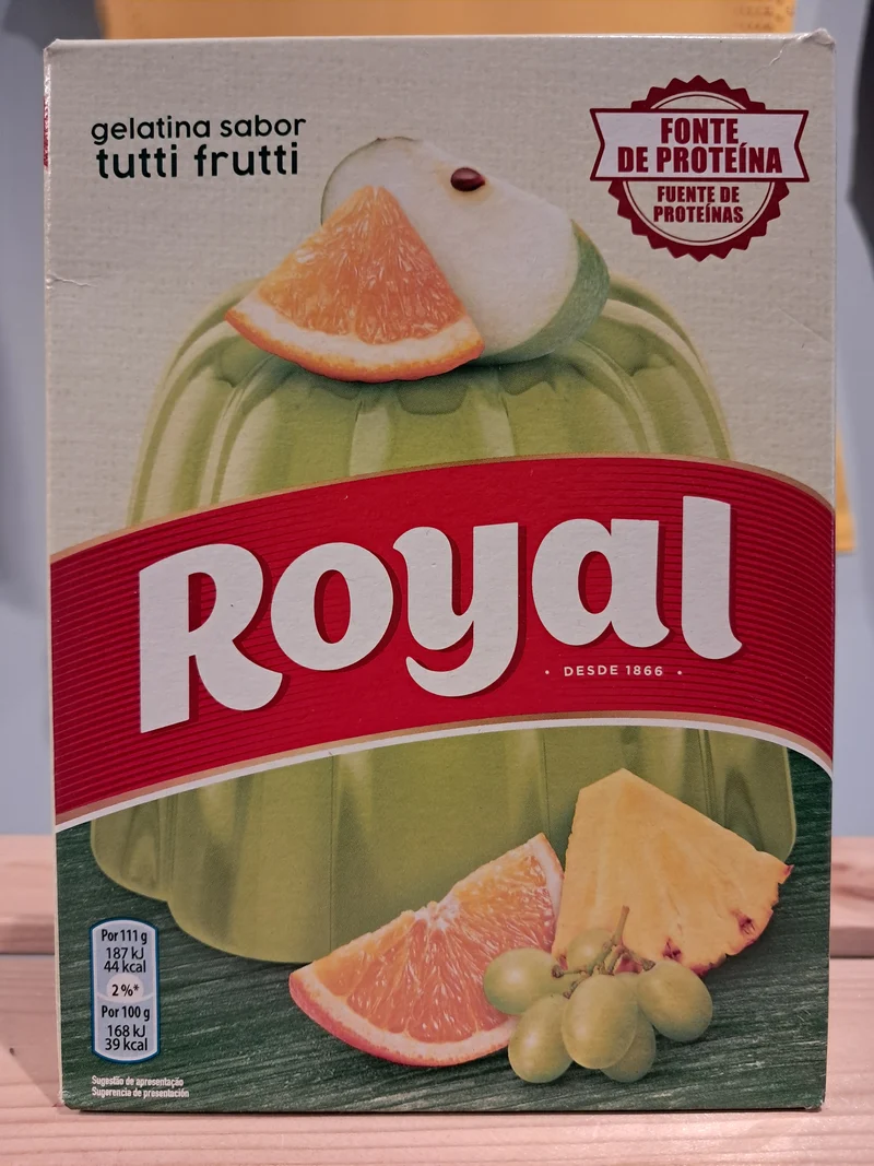 Gélatine en Poudre Saveur Tutti Frutti (Gelatina em Pó Tutti Frutti) - ROYAL - 114g - Pct c/ 2 saquinhos