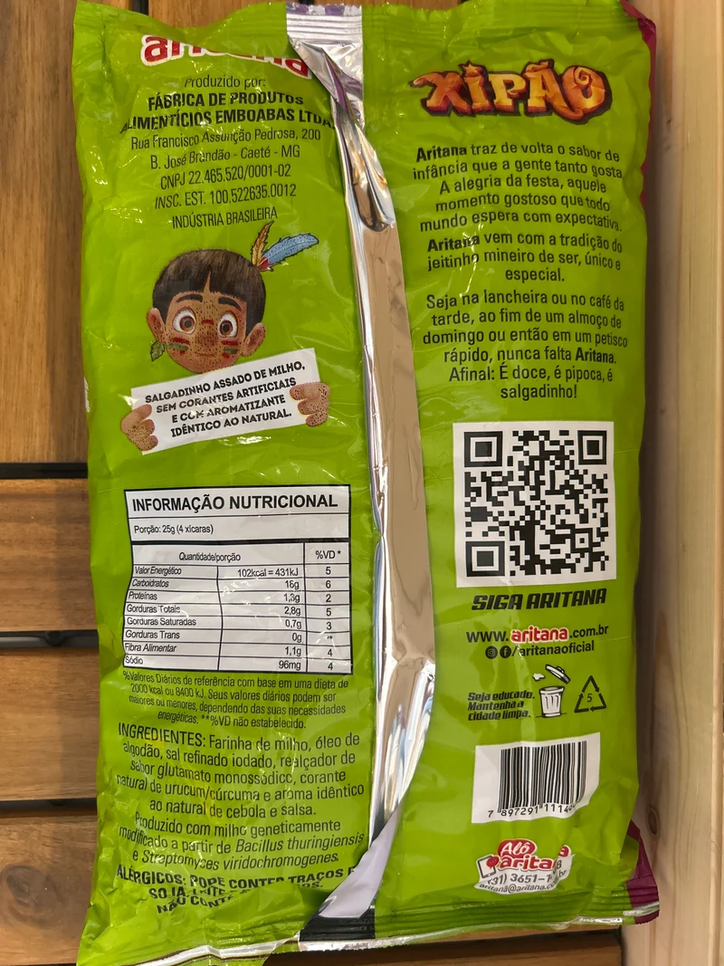 Snack saveur oignon et persil (Salgadinho Xipão Cebola com Salsa) - ARITANA - 120g
