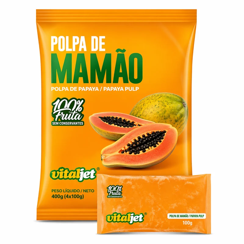 Pulpe de Papaye (Polpa de Mamão) - VITALJET - 4x100g