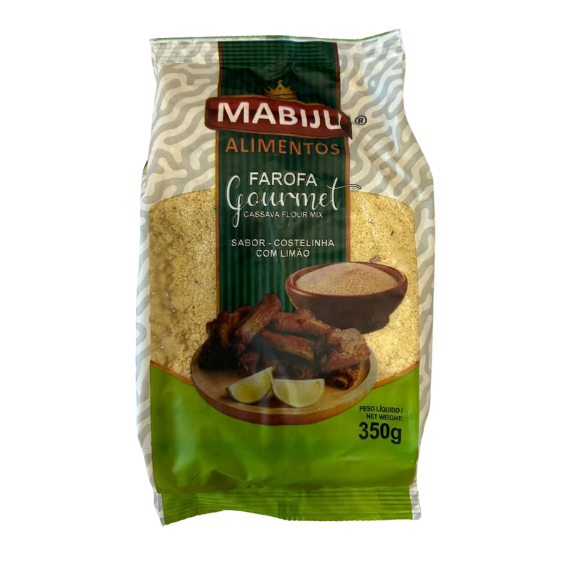 Farofa de Manioc au Citron Gourmet Prête à l'Emploi (Farofa Pronta de Mandioca Costelinha com Limão Gourmet) - MABIJU - 350g