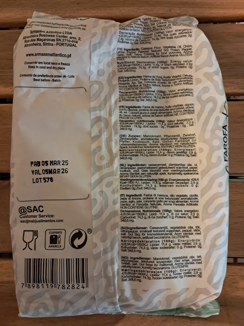 Farofa de Manioc au Citron Gourmet Prête à l'Emploi (Farofa Pronta de Mandioca Costelinha com Limão Gourmet) - MABIJU - 350g
