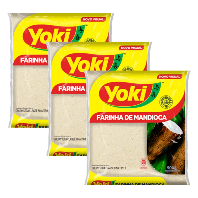 Combo - Farinha de Mandioca Crua - YOKI - 500g - Compre 3 unidades e ganhe 10% de desconto
