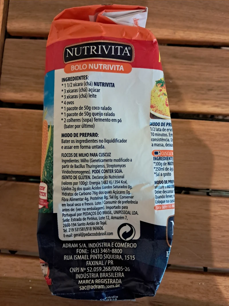 Flocons de maïs pour couscous (Flocos de Milho para Cuscuz) - NUTRIVITA - 500g