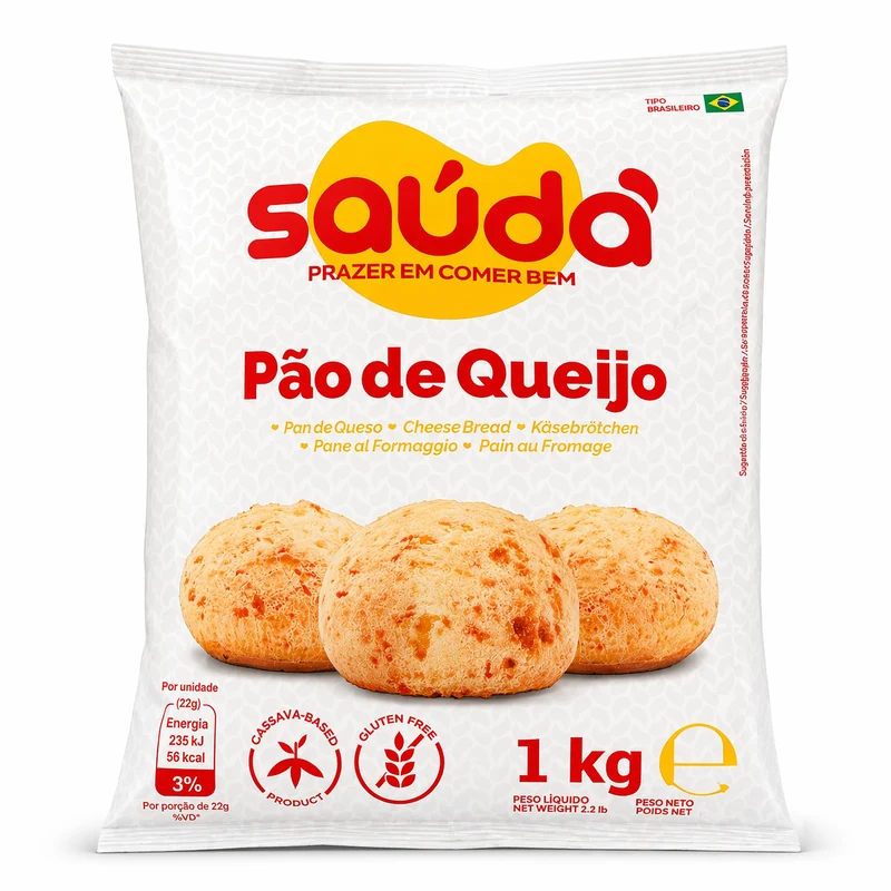 Pain de fromage traditionnel - Produit surgelé (Pão de Queijo Tradicional Congelado - Saúda - 1kg (Congelado)