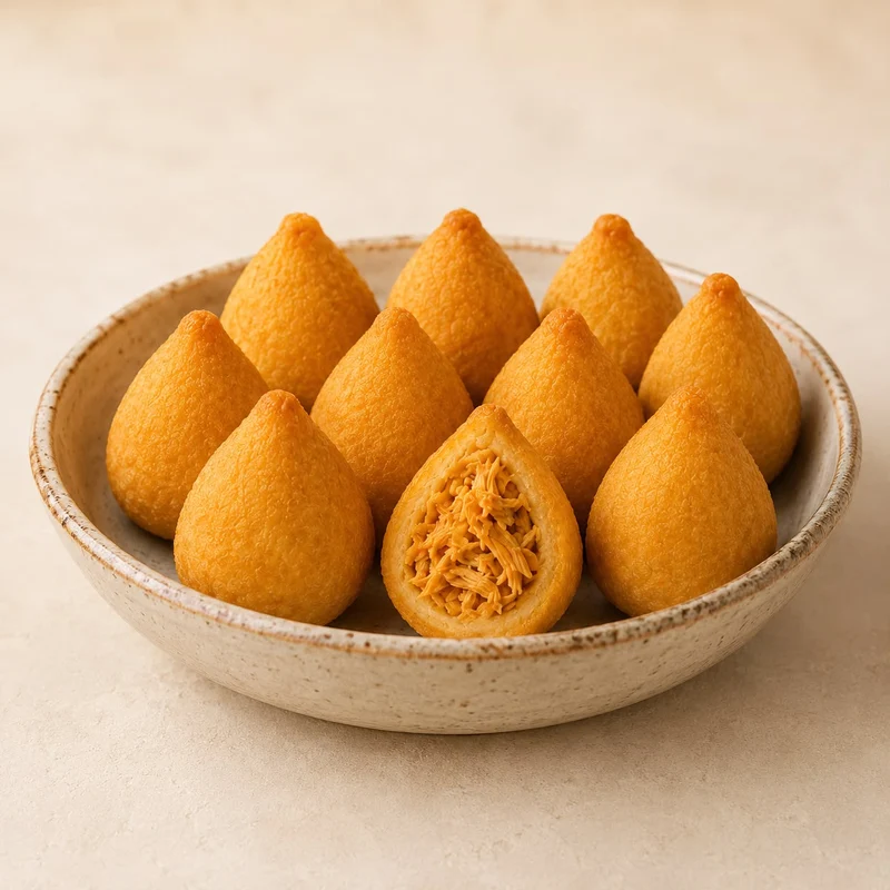 Beignets dorés au poulet effiloché (Coxinha de Frango) – frits et surgelés – 10 unités de 25 g (250 g)