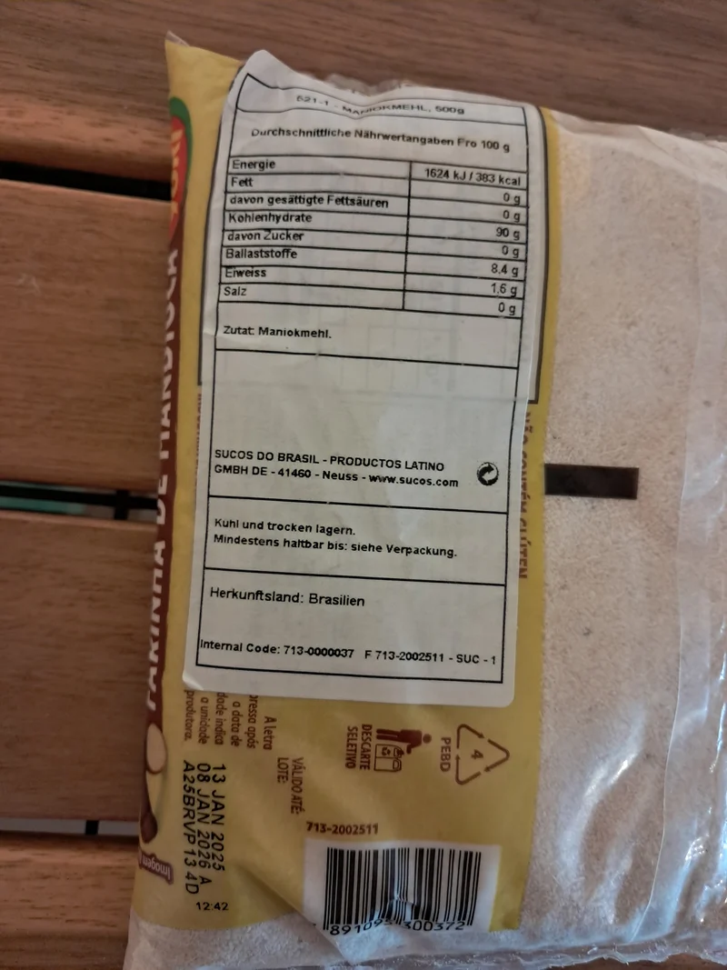 Farine de Manioc Cru (Farinha de Mandioca Crua) - YOKI - 500g