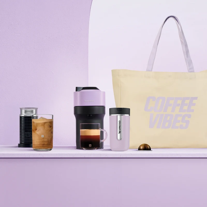 Nespresso Vertuo Pop Bundle Capsule Coffee Machine Bundle Lilac