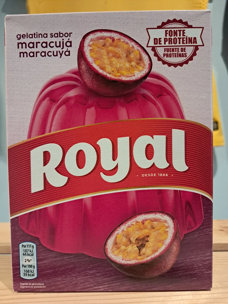 Gélatine en Poudre Saveur Passion (Gelatina em Pó Maracujá) - ROYAL - 114g - Pct c/ 2 saquinhos