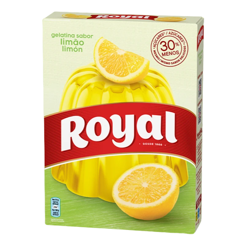 Gélatine en Poudre Saveur Citron (Gelatina em Pó Limão) - ROYAL - 114g - Pct c/ 2 saquinhos