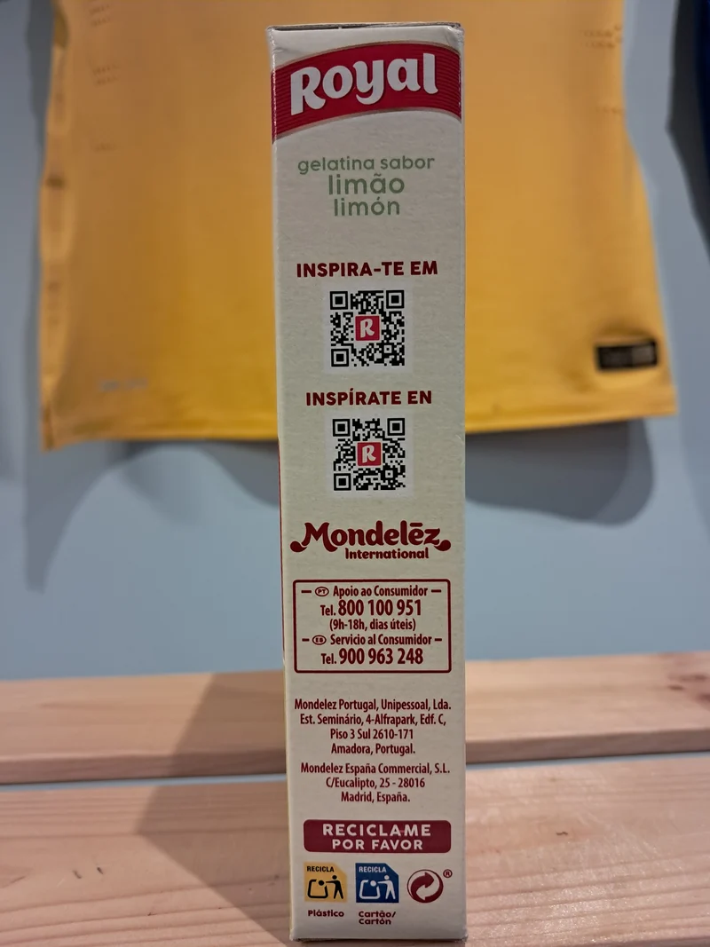 Gélatine en Poudre Saveur Citron (Gelatina em Pó Limão) - ROYAL - 114g - Pct c/ 2 saquinhos