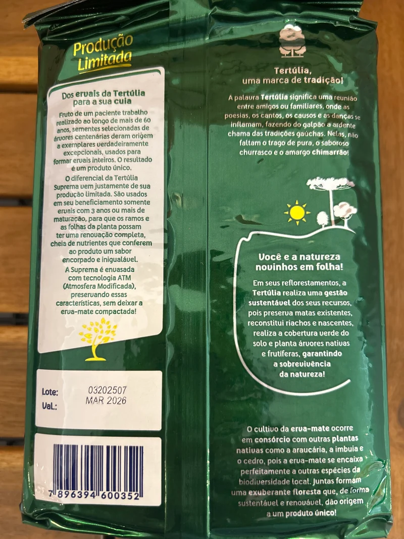Yerba maté (Erva Mate Chimarrão Suprema) - TERTÚLIA - 1kg