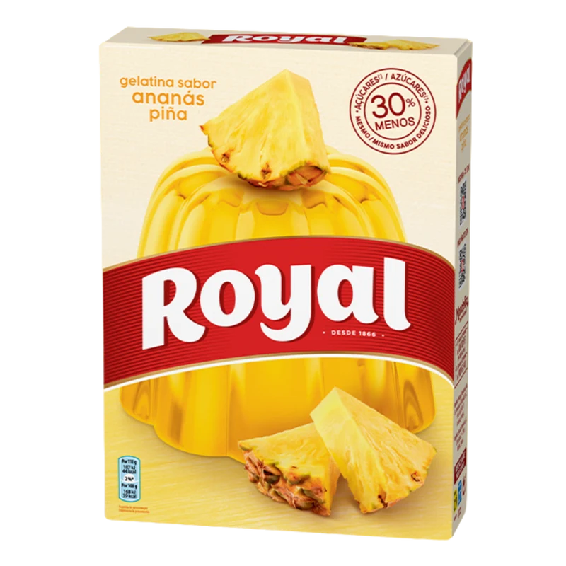 Gélatine en Poudre Saveur Ananas (Gelatina em Pó Abacaxi) - ROYAL - 114g - Pct c/ 2 saquinhos