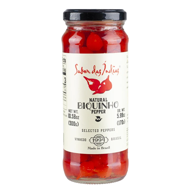 Piments Biquinho Rouge (Pimenta Biquinho Vermelha)- SABOR DAS ÍNDIAS - 300g (170g égoutté)