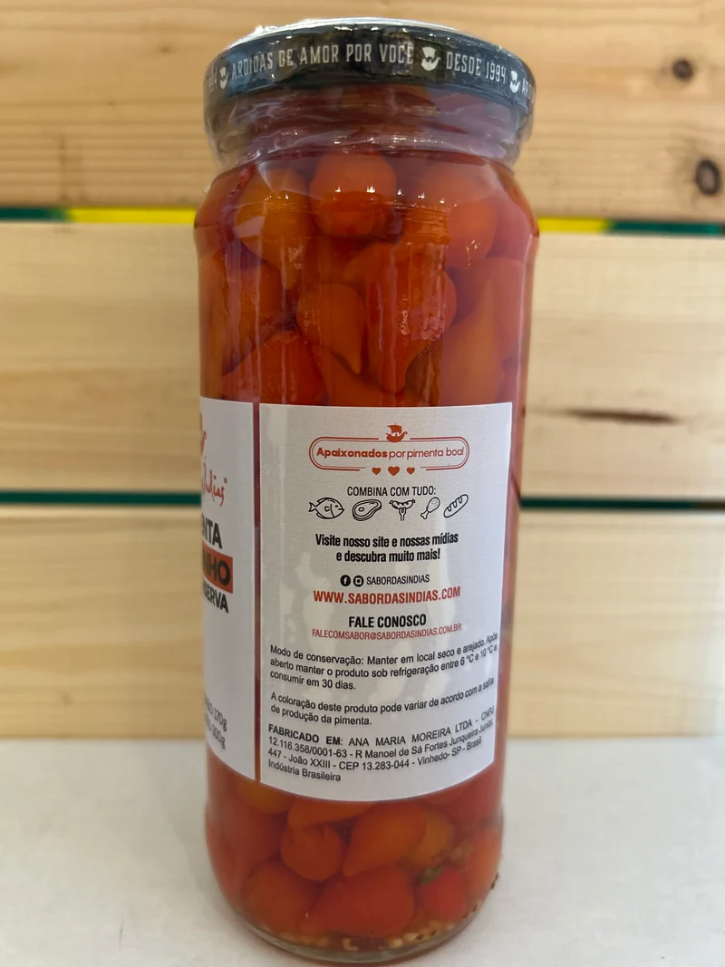 Piments Biquinho Rouge (Pimenta Biquinho Vermelha)- SABOR DAS ÍNDIAS - 300g (170g égoutté)