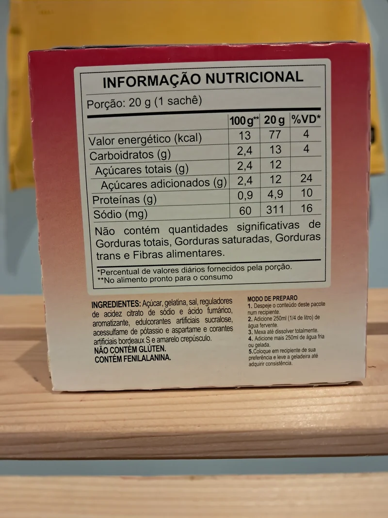 Gélatine en Poudre light Saveur Fraise (Gelatina em Pó Light Morango) - ROYAL - 31g