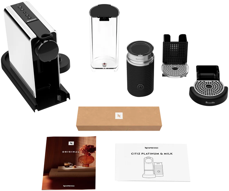 Nespresso CitiZ and Milk Capsule Coffee Machine Platinum Polished Stainless Steel